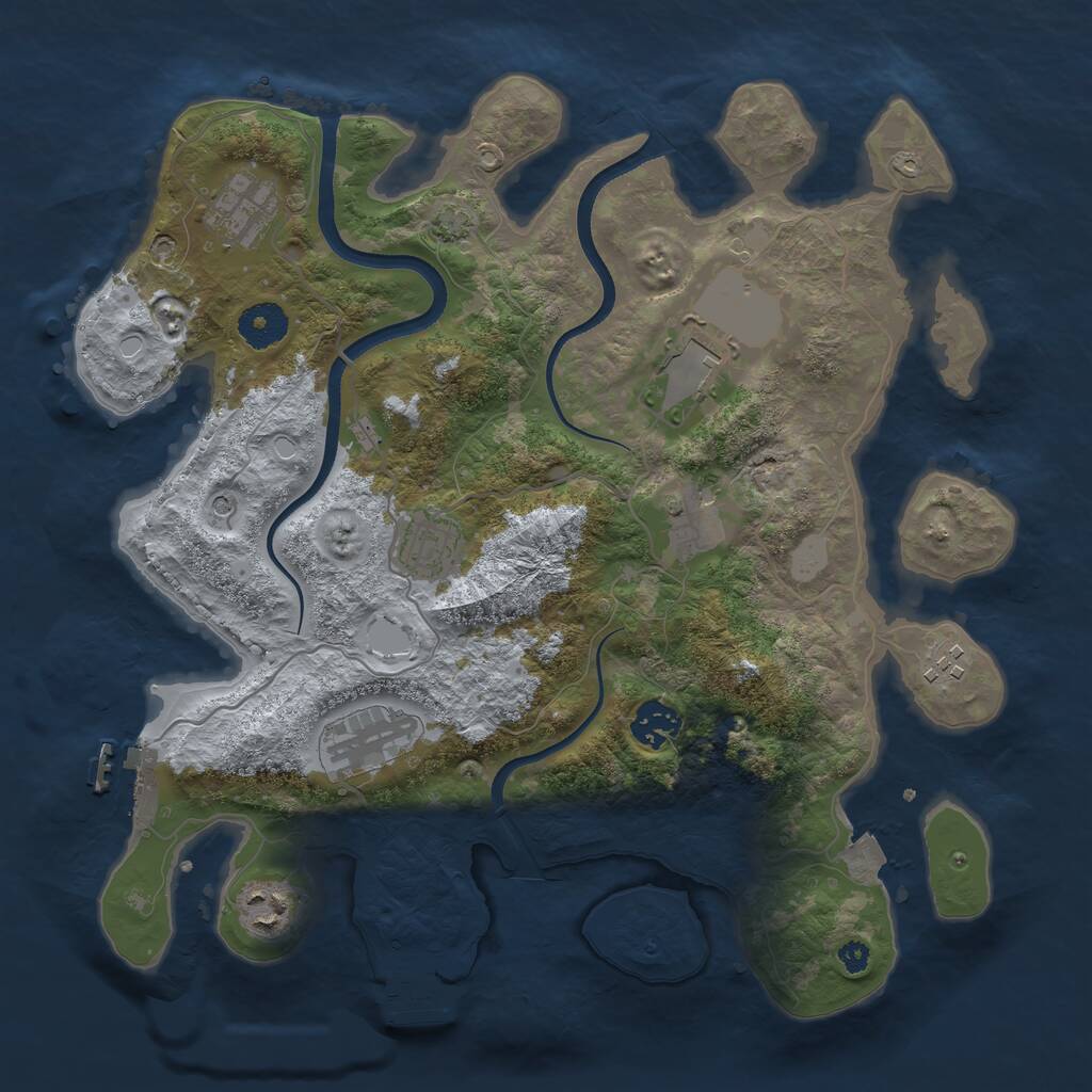 Rust Map: Procedural Map, Size: 3500, Seed: 98153548, 13 Monuments