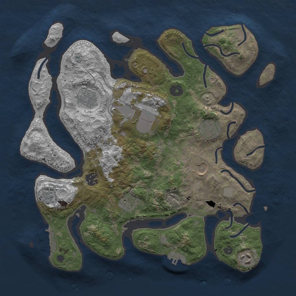 Rust Map: Procedural Map, Size: 3500, Seed: 98547644, 16 Monuments