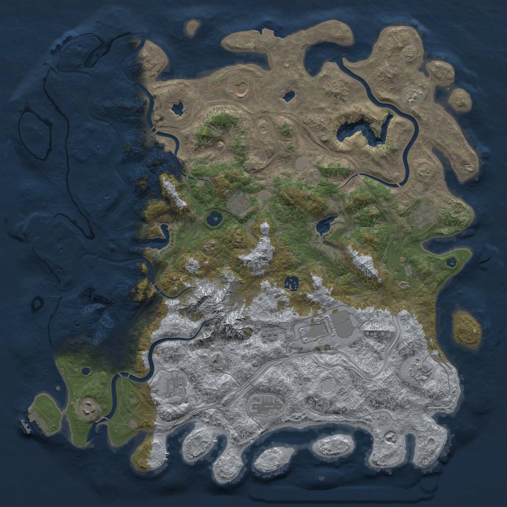 Rust Map: Procedural Map, Size: 5000, Seed: 821345931, 16 Monuments