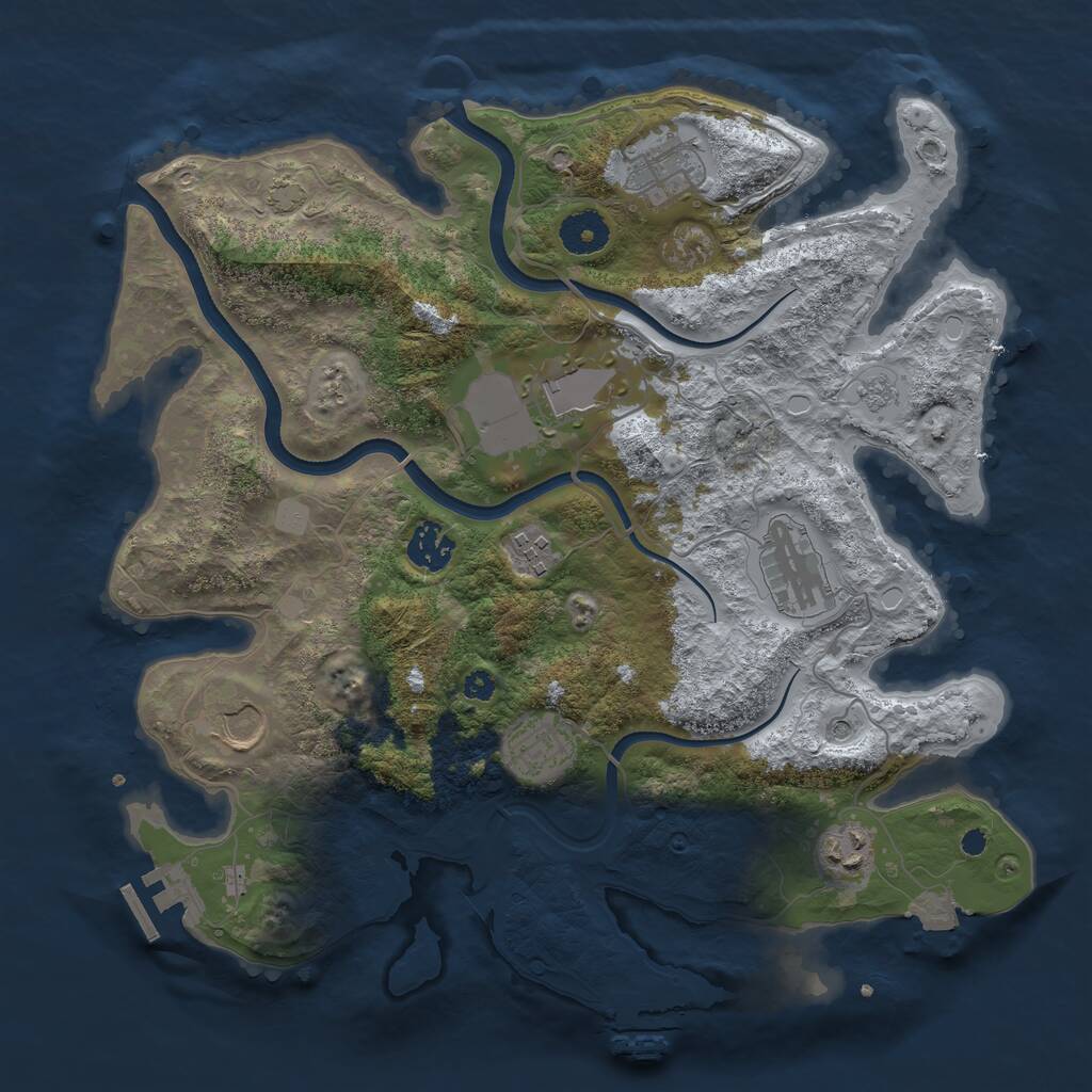 Rust Map: Procedural Map, Size: 3550, Seed: 217274, 14 Monuments