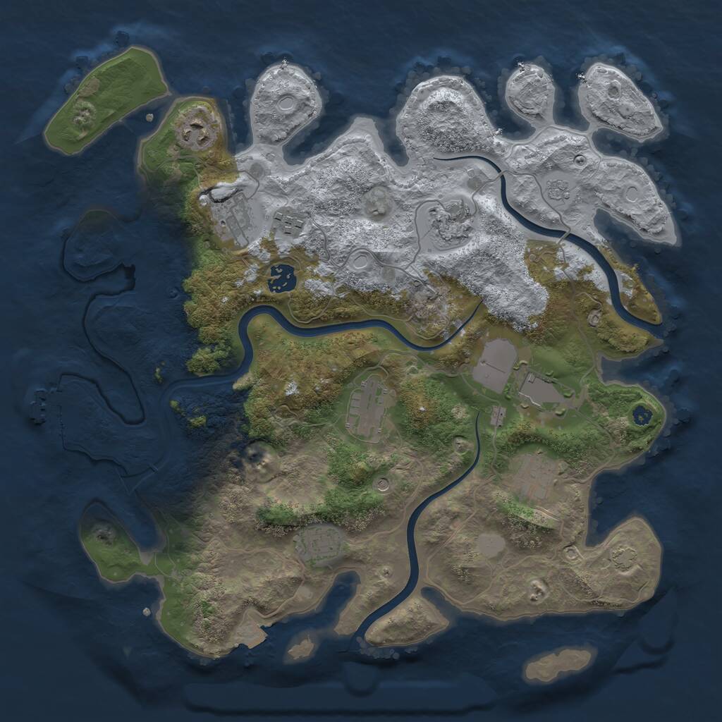 Rust Map: Procedural Map, Size: 3700, Seed: 193476572, 14 Monuments