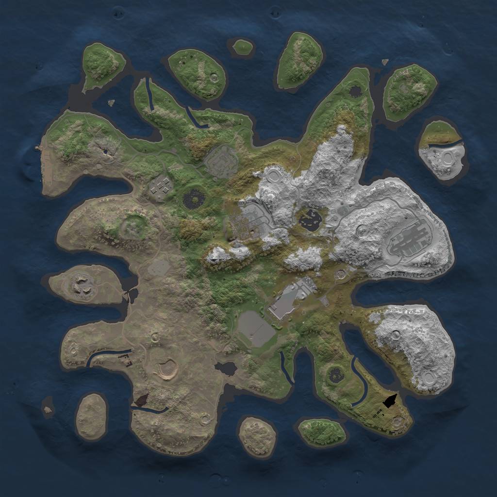 Rust Map: Procedural Map, Size: 3550, Seed: 640851, 15 Monuments
