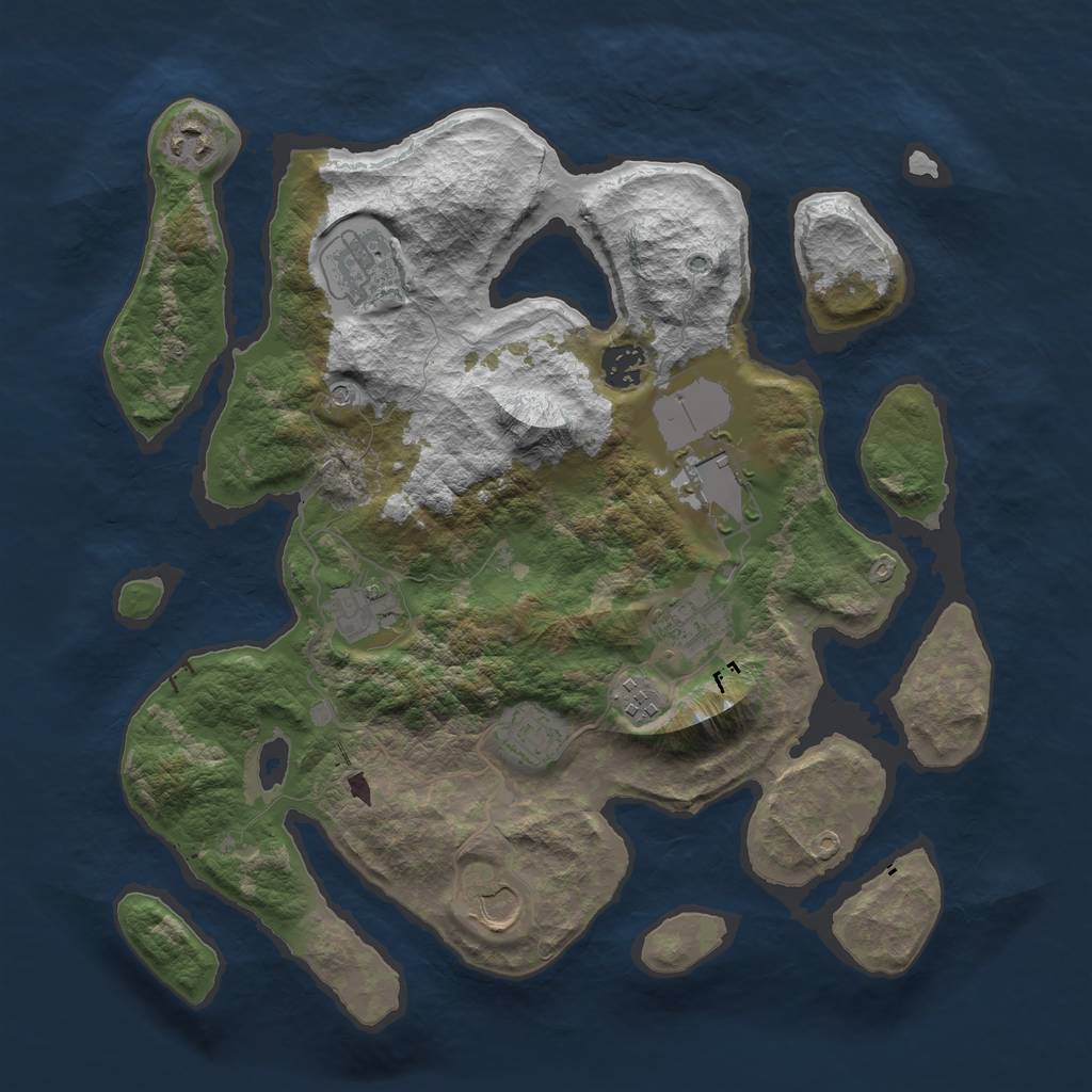 Rust Map: Barren, Size: 3700, Seed: 96295337, 12 Monuments