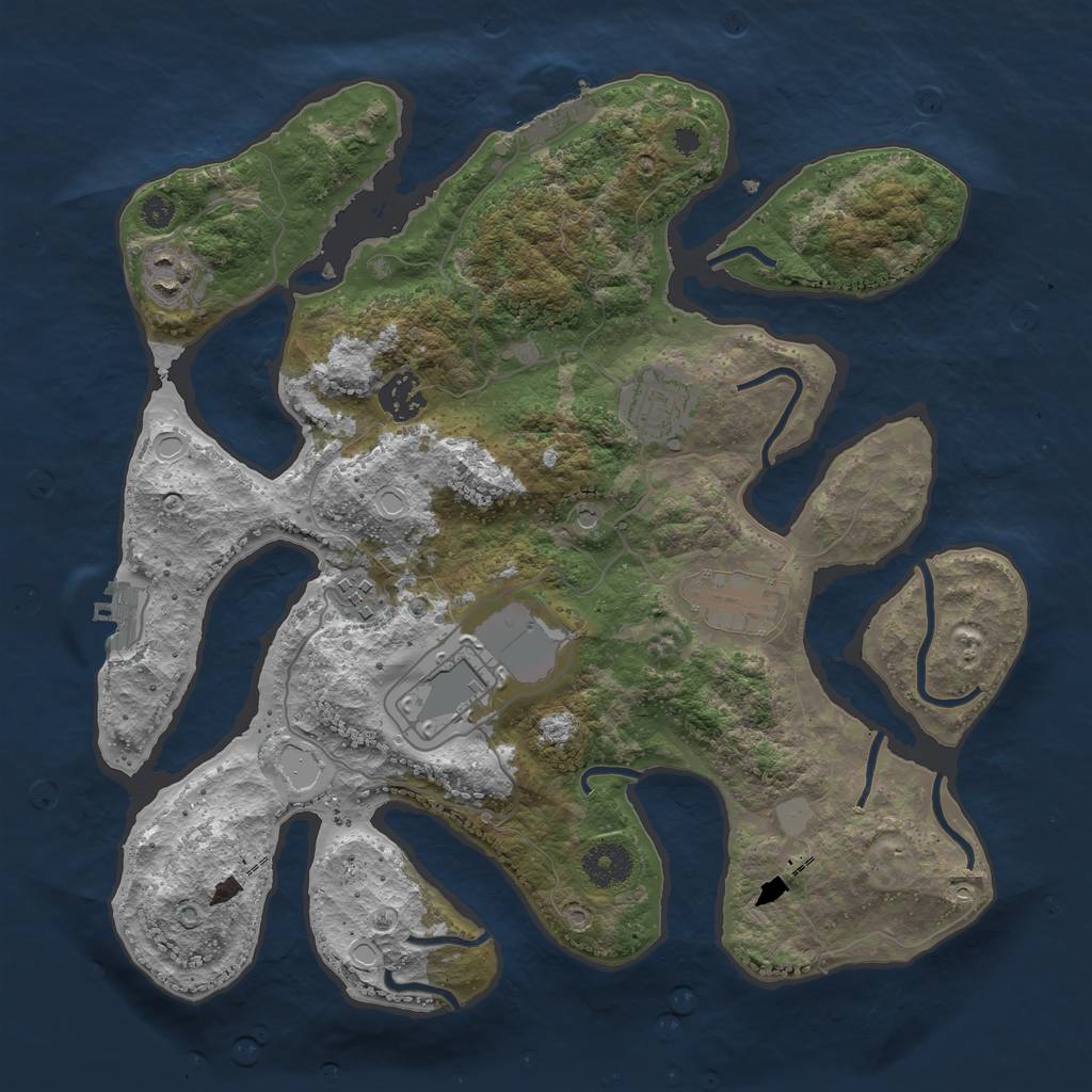 Rust Map: Procedural Map, Size: 3500, Seed: 3799694, 14 Monuments