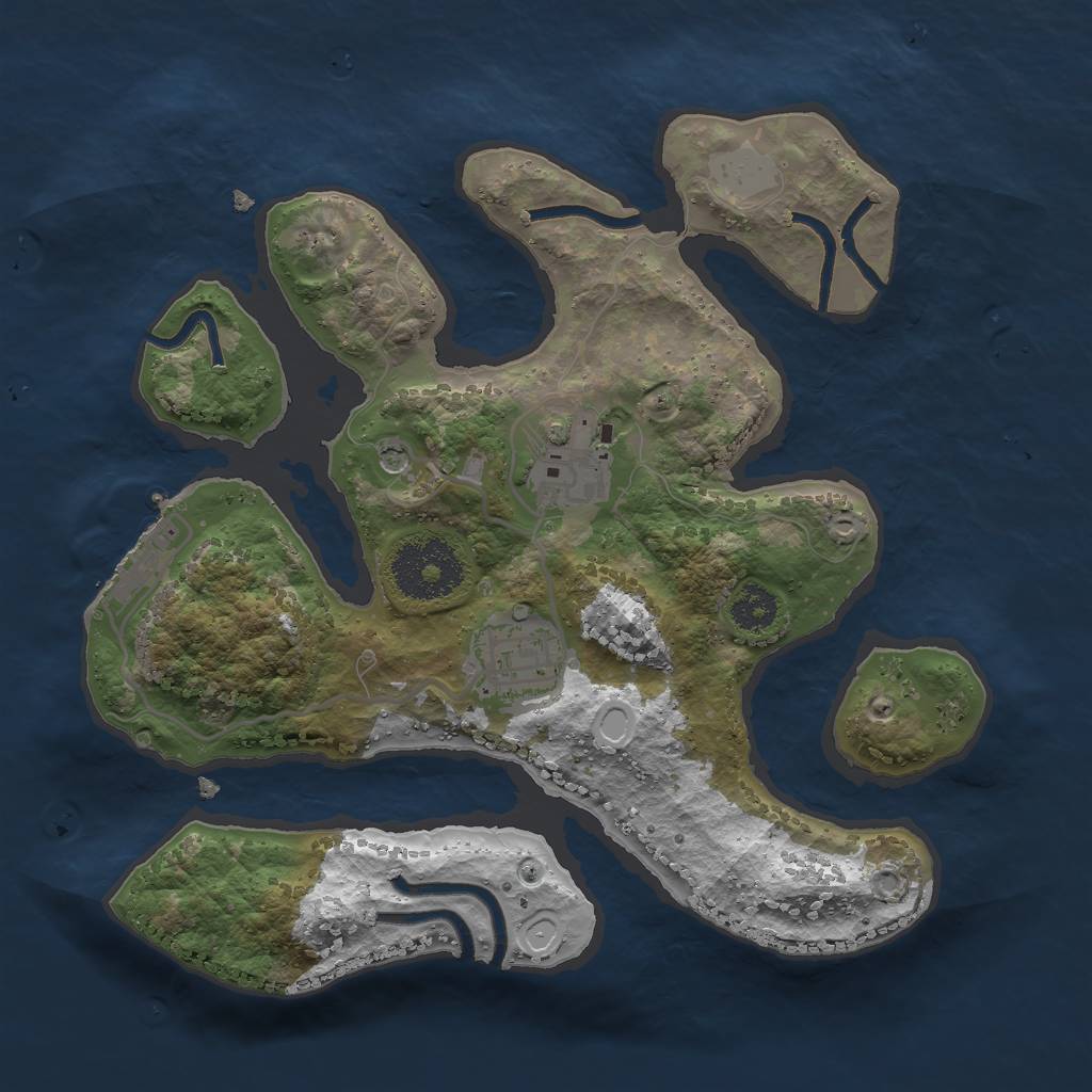Rust Map: Procedural Map, Size: 2500, Seed: 95343, 9 Monuments