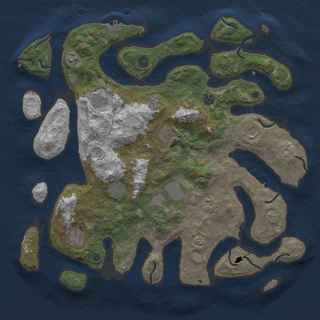 Rust Map: Procedural Map, Size: 4300, Seed: 43911881, 18 Monuments