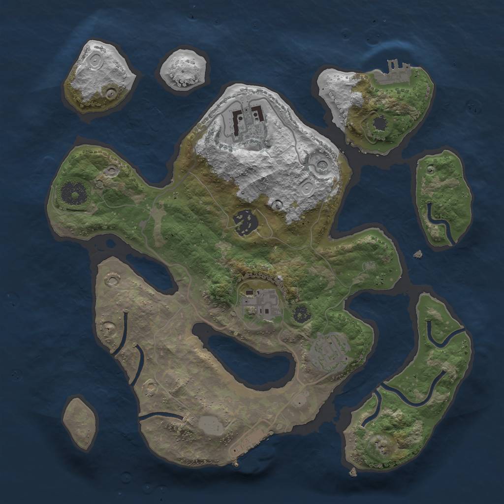 Rust Map: Procedural Map, Size: 3000, Seed: 91011, 12 Monuments