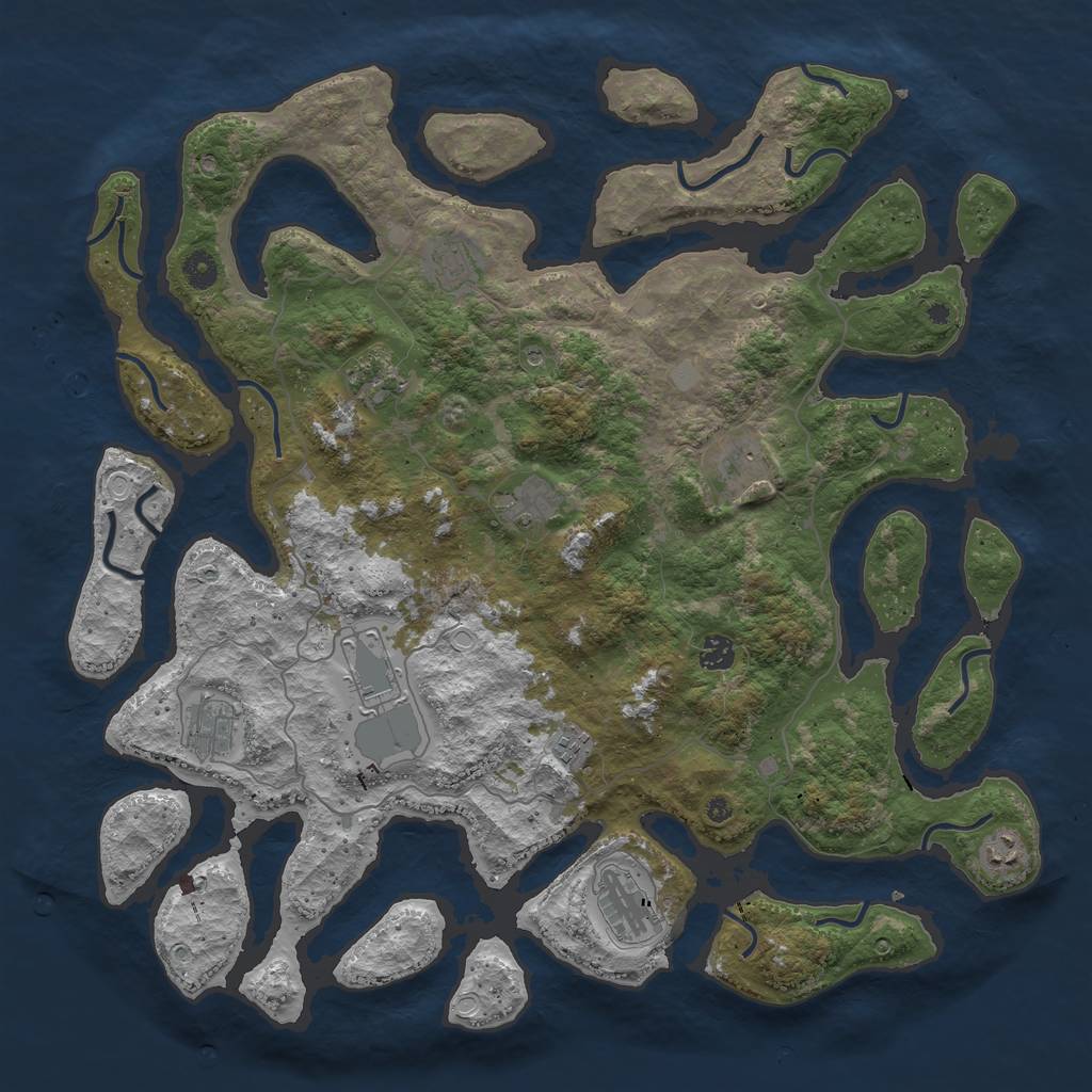 Rust Map: Procedural Map, Size: 4500, Seed: 130097871, 16 Monuments