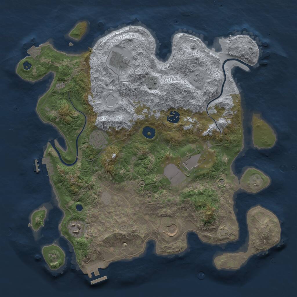 Rust Map: Procedural Map, Size: 3550, Seed: 755579, 13 Monuments