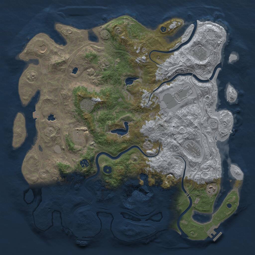 Rust Map: Procedural Map, Size: 4500, Seed: 1801136080, 16 Monuments