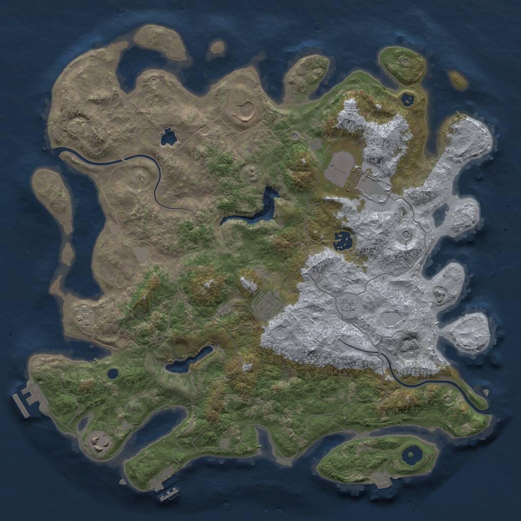 Rust Map: Procedural Map, Size: 4000, Seed: 153718, 12 Monuments