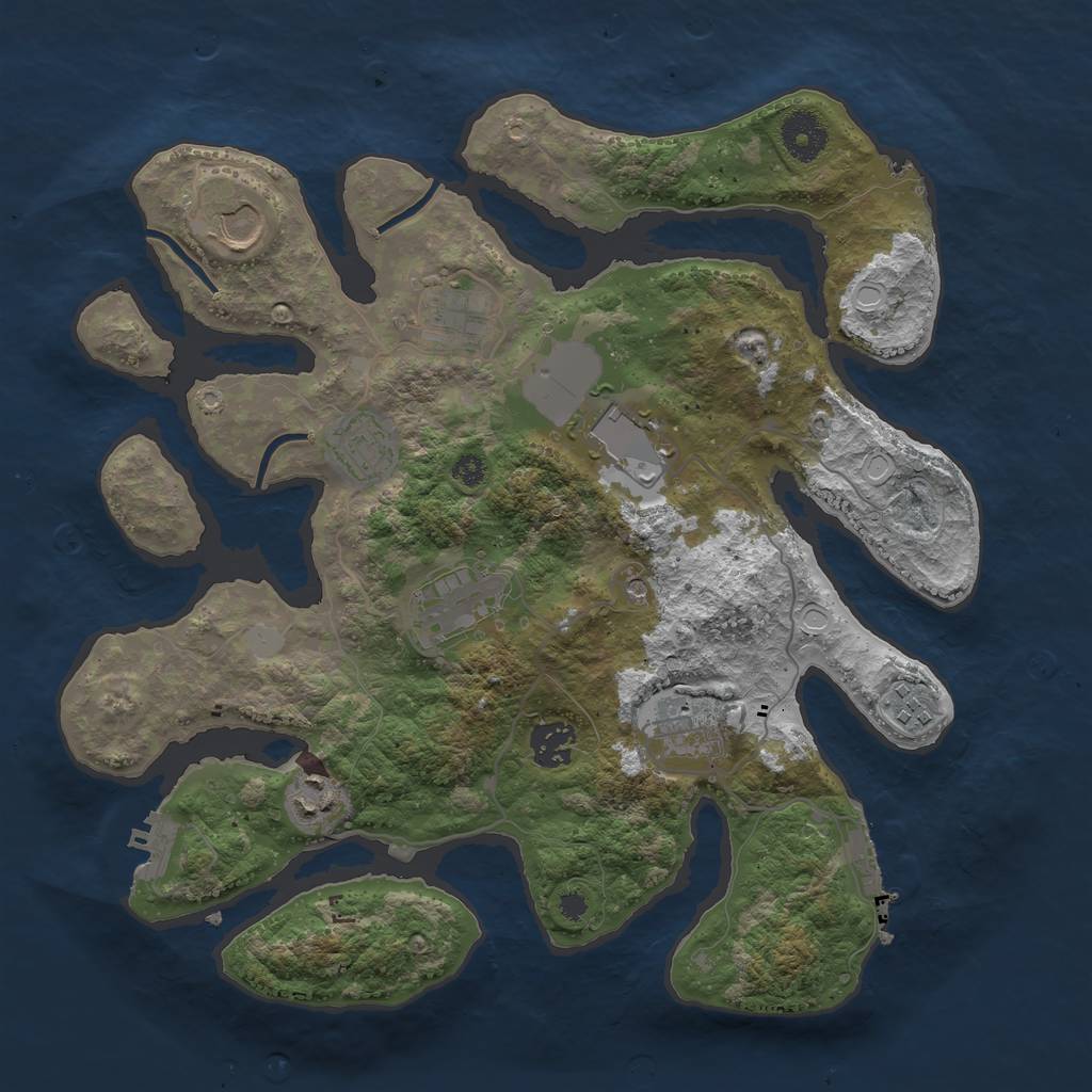 Rust Map: Procedural Map, Size: 3500, Seed: 9843241, 17 Monuments