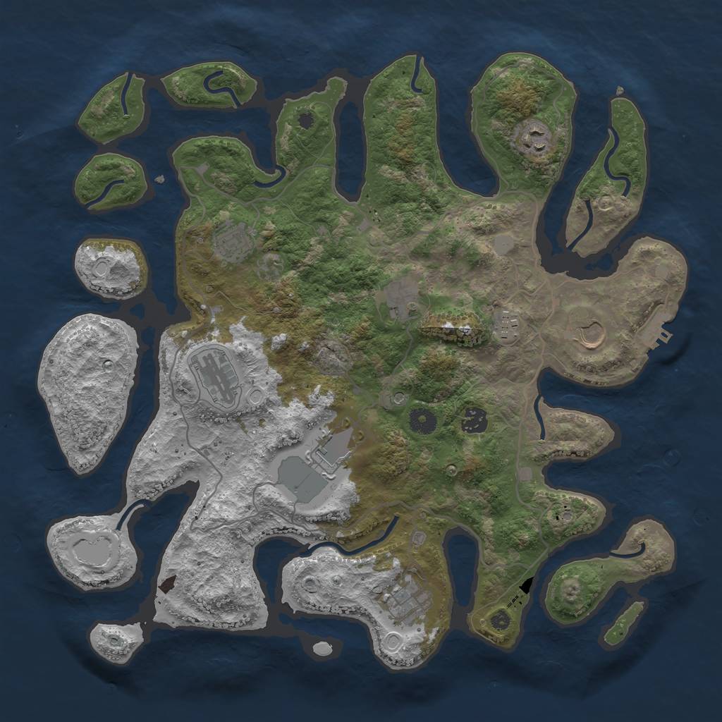 Rust Map: Procedural Map, Size: 4000, Seed: 659247585, 16 Monuments