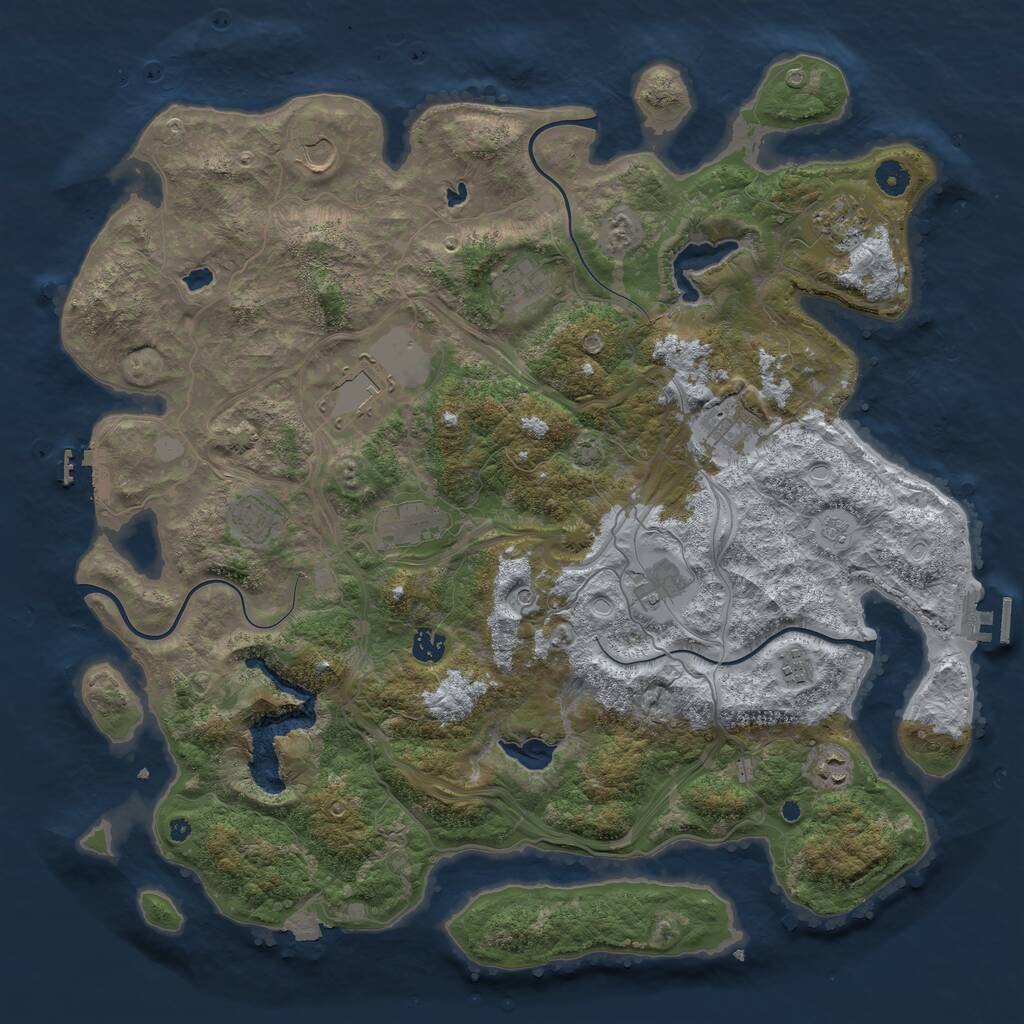 Rust Map: Procedural Map, Size: 4500, Seed: 1071879651, 17 Monuments