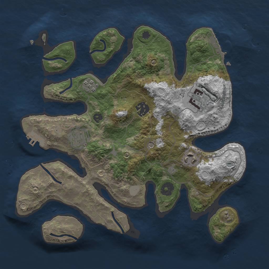 Rust Map: Procedural Map, Size: 3000, Seed: 93721187, 13 Monuments