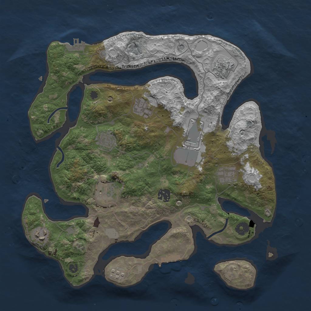 Rust Map: Procedural Map, Size: 3500, Seed: 210334273, 17 Monuments