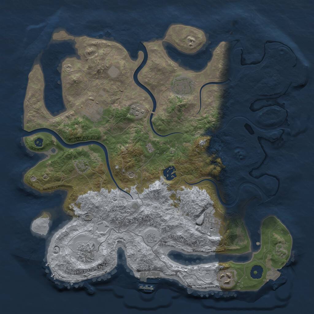 Rust Map: Procedural Map, Size: 3500, Seed: 1470273811, 13 Monuments