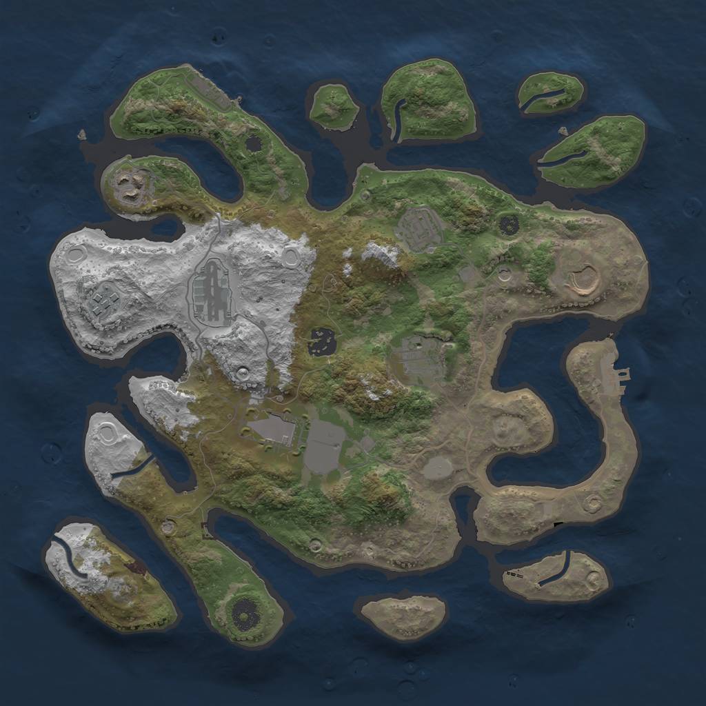 Rust Map: Procedural Map, Size: 3550, Seed: 861482, 16 Monuments