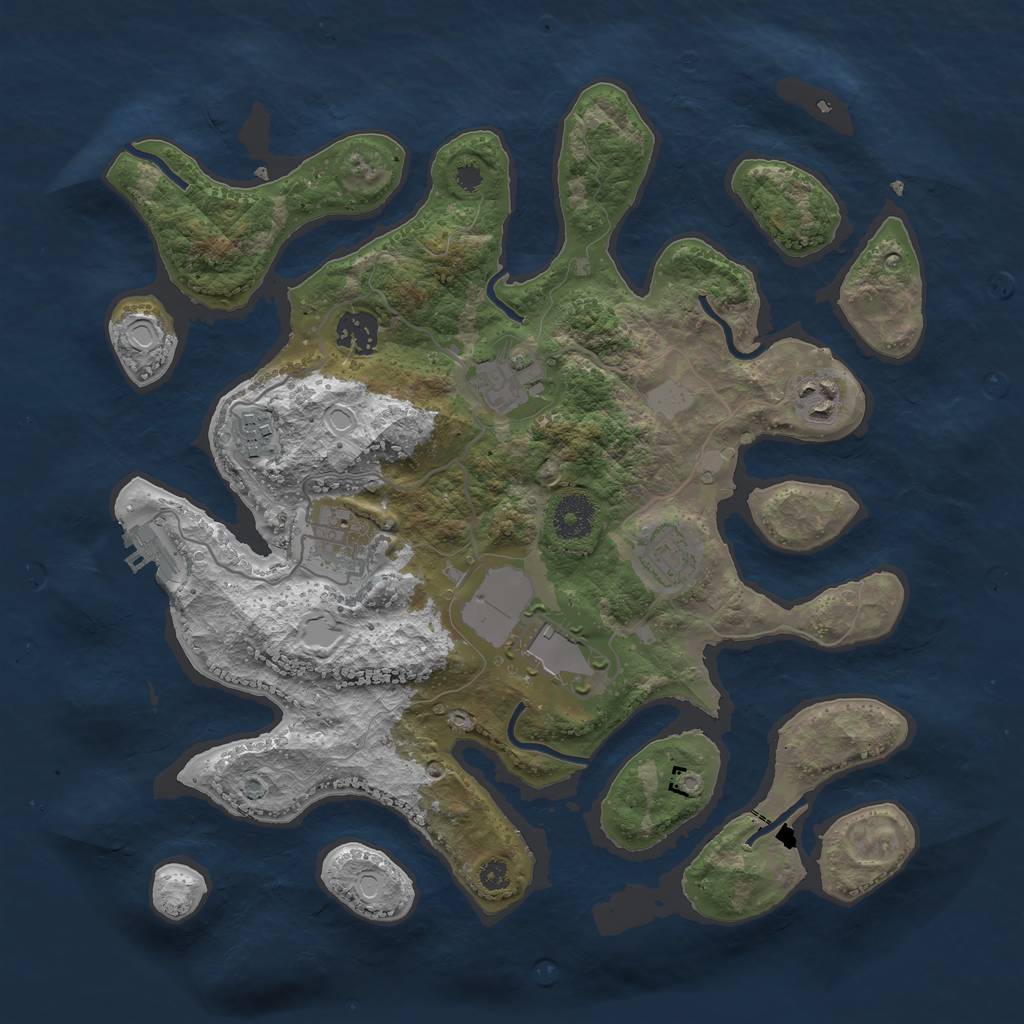 Rust Map: Procedural Map, Size: 3500, Seed: 24830260, 13 Monuments