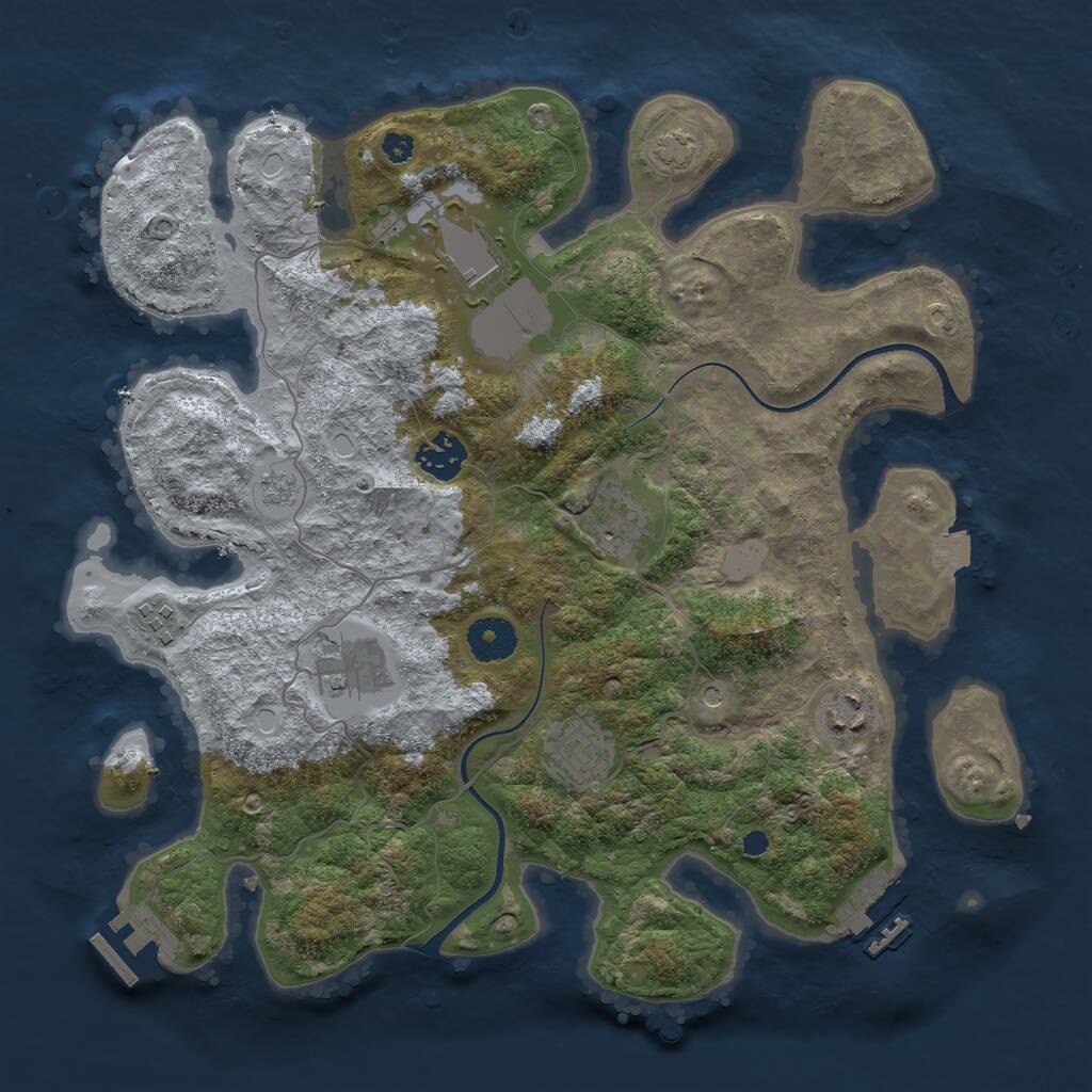 Rust Map: Procedural Map, Size: 3500, Seed: 476765547, 13 Monuments