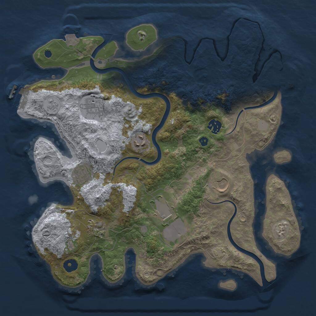 Rust Map: Procedural Map, Size: 3500, Seed: 1091466162, 13 Monuments