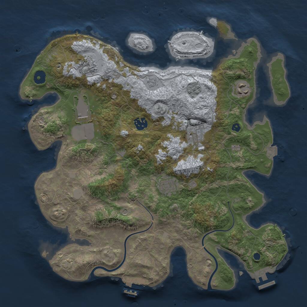 Rust Map: Procedural Map, Size: 3550, Seed: 894492, 13 Monuments