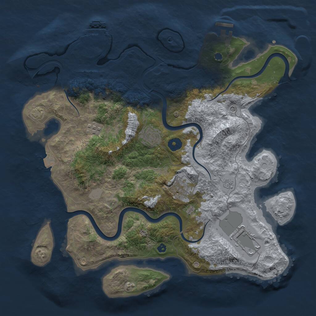 Rust Map: Procedural Map, Size: 3550, Seed: 794483, 10 Monuments