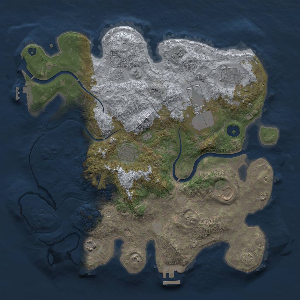 Rust Map: Procedural Map, Size: 3550, Seed: 907294, 12 Monuments