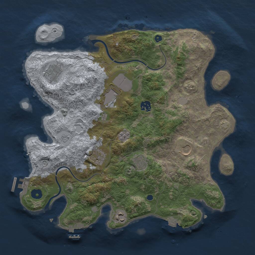 Rust Map: Procedural Map, Size: 3550, Seed: 660688, 14 Monuments