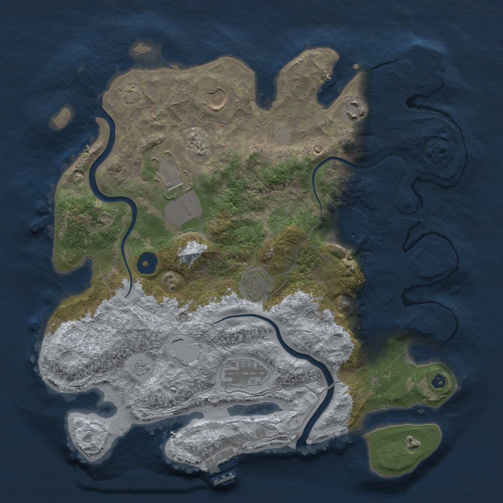 Rust Map: Procedural Map, Size: 3550, Seed: 449941, 12 Monuments