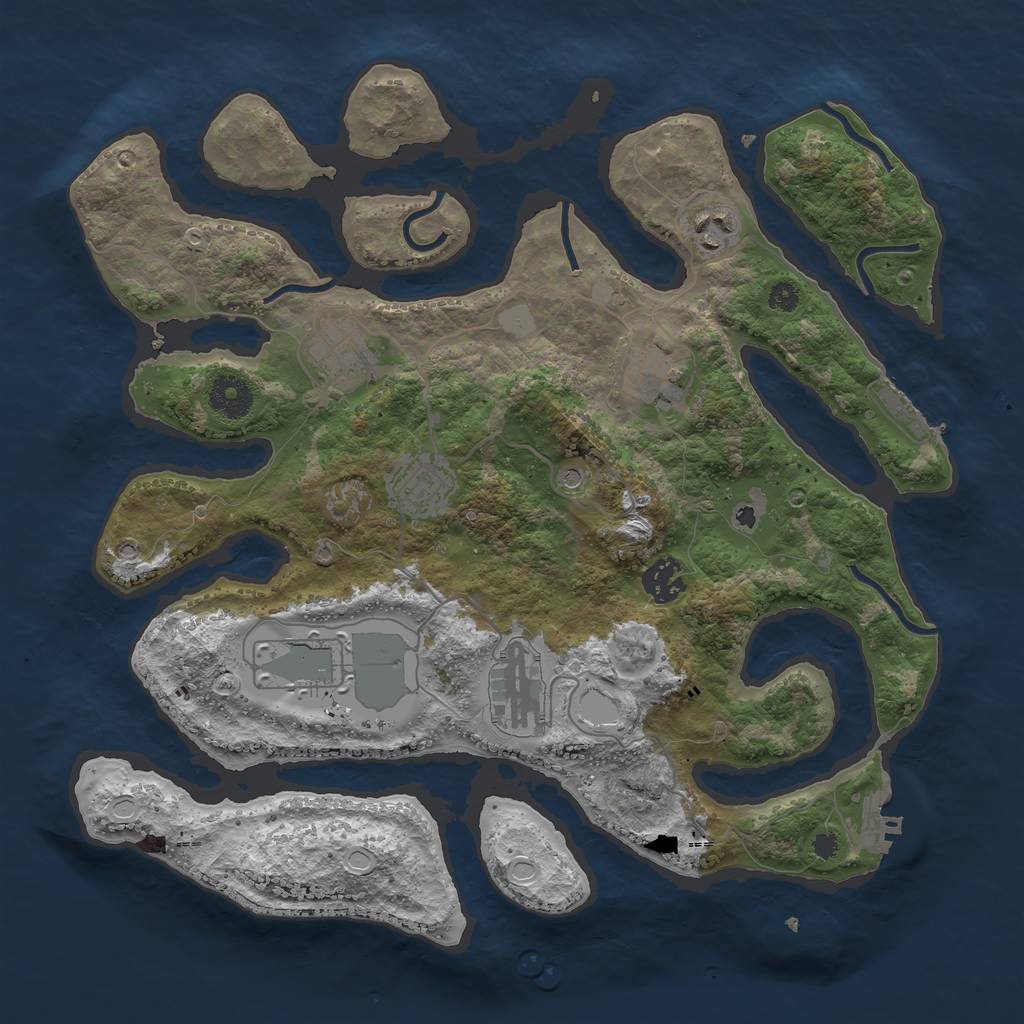 Rust Map: Procedural Map, Size: 3550, Seed: 320472, 15 Monuments