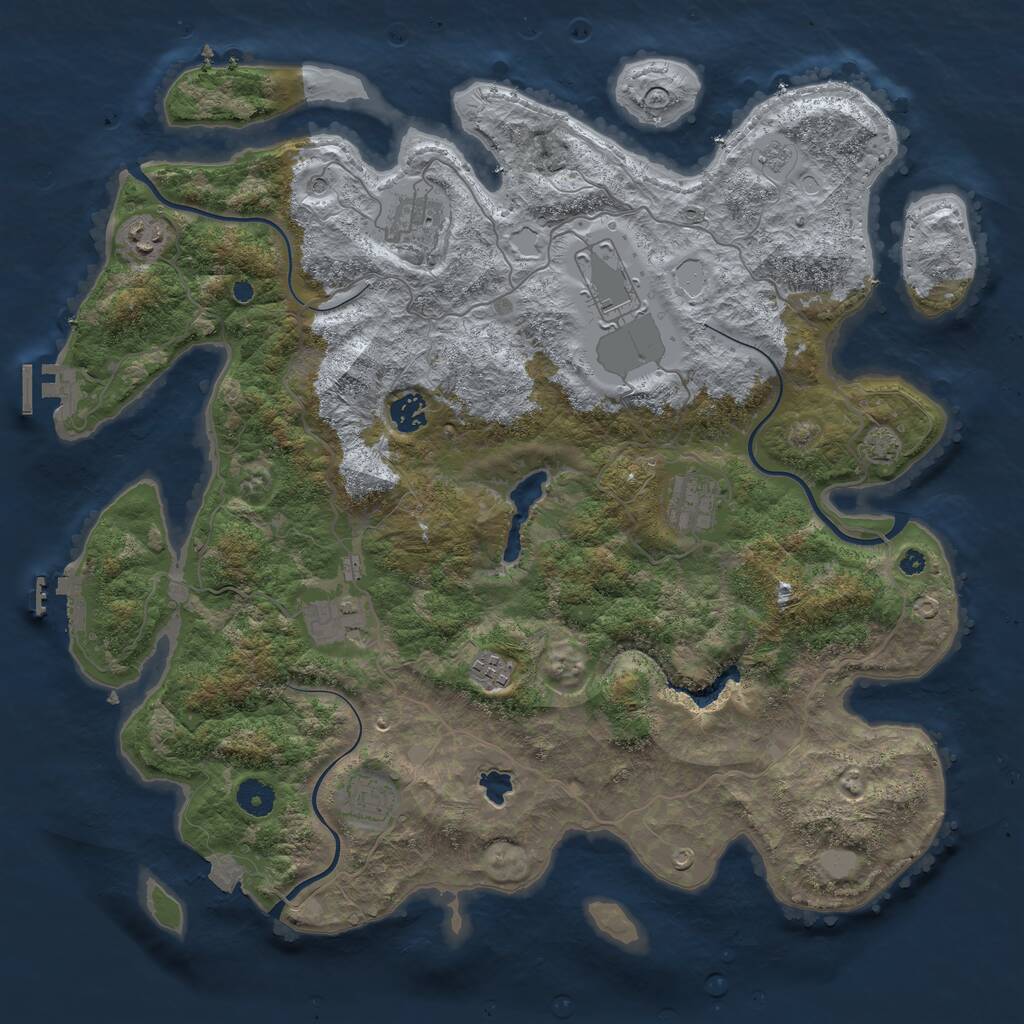 Rust Map: Procedural Map, Size: 4100, Seed: 22578, 14 Monuments