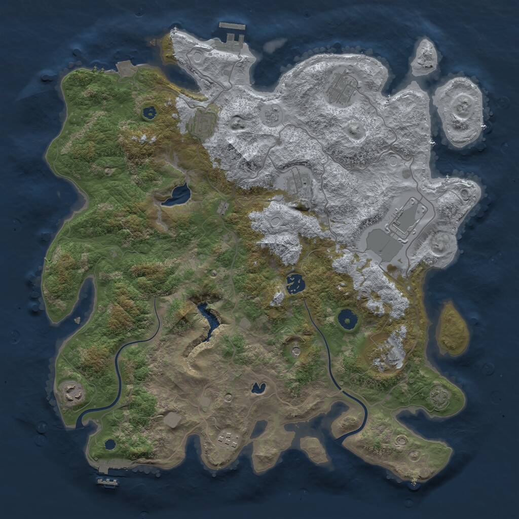 Rust Map: Procedural Map, Size: 4000, Seed: 461387484, 14 Monuments
