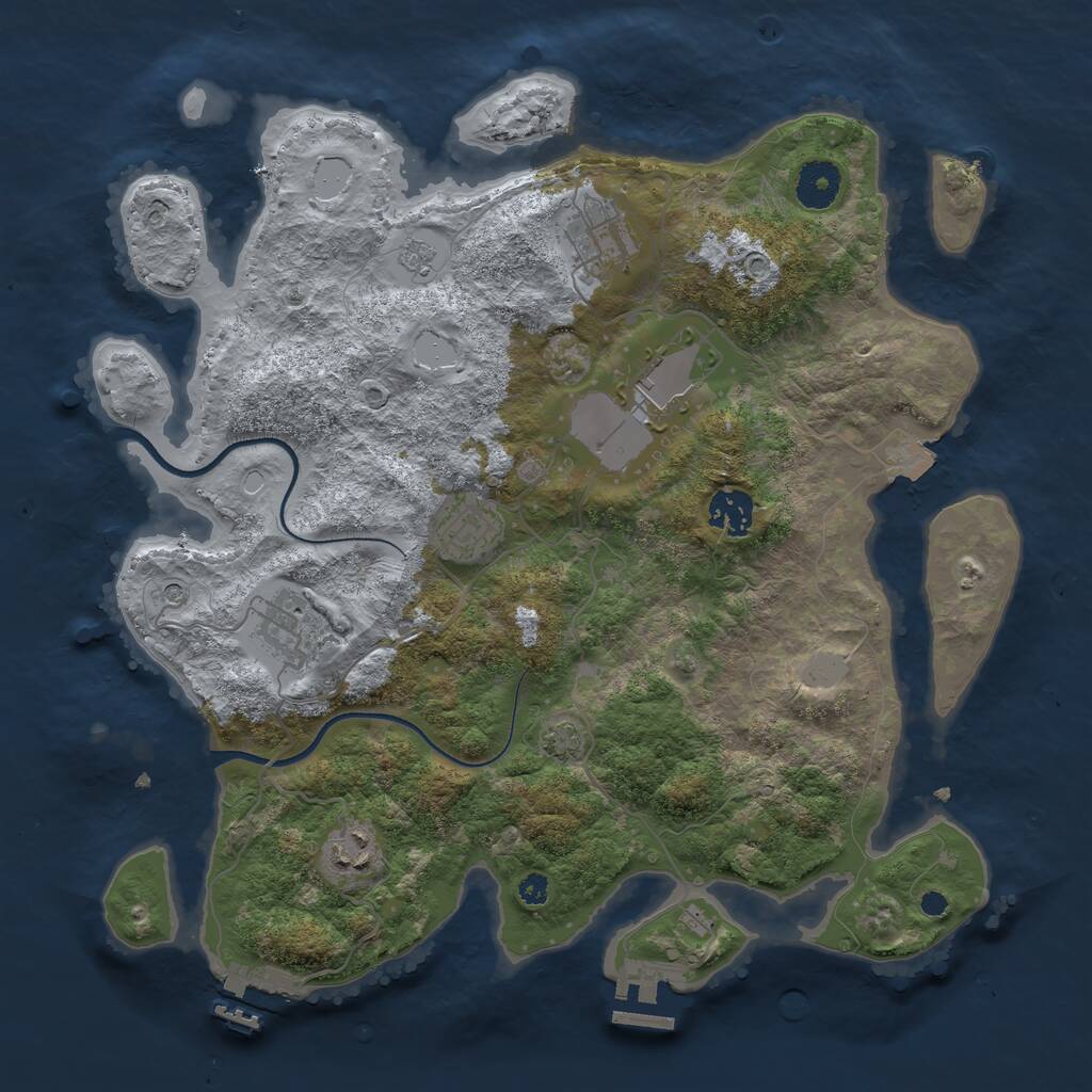 Rust Map: Procedural Map, Size: 3550, Seed: 797796, 12 Monuments