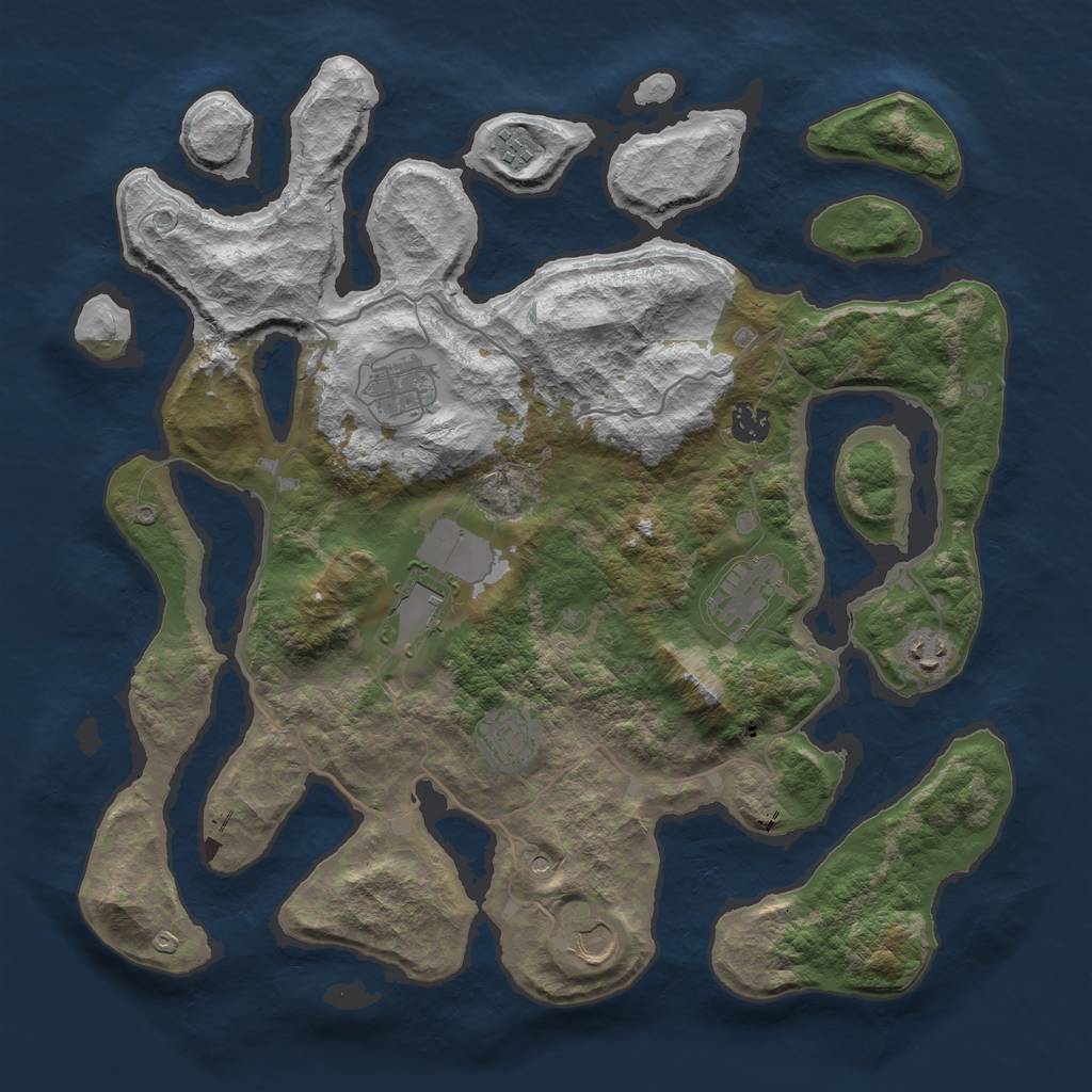 Rust Map: Barren, Size: 4000, Seed: 970457441, 11 Monuments