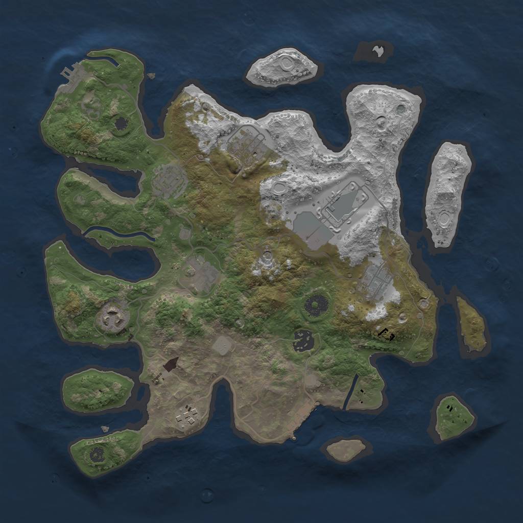 Rust Map: Procedural Map, Size: 3500, Seed: 628913814, 16 Monuments