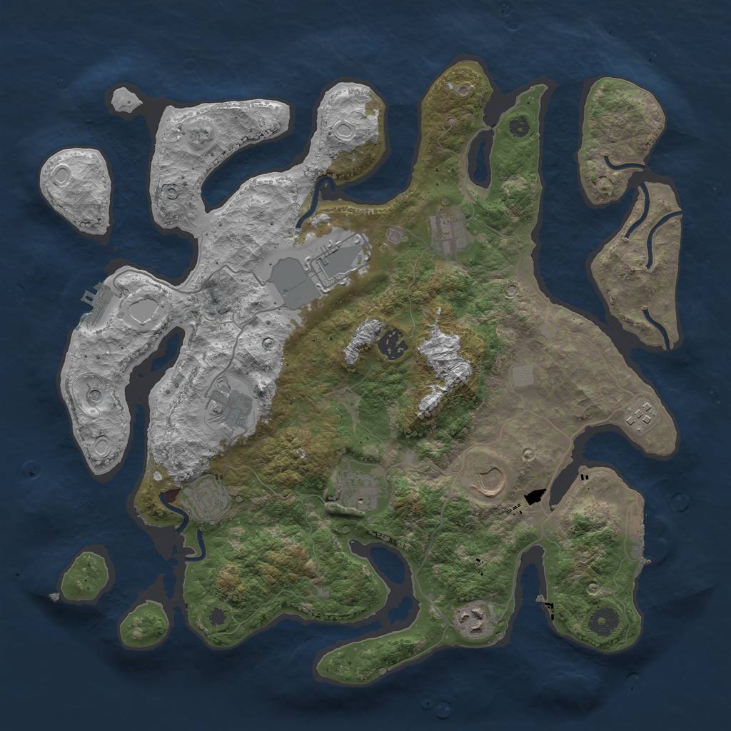 Rust Map: Procedural Map, Size: 3800, Seed: 388, 17 Monuments