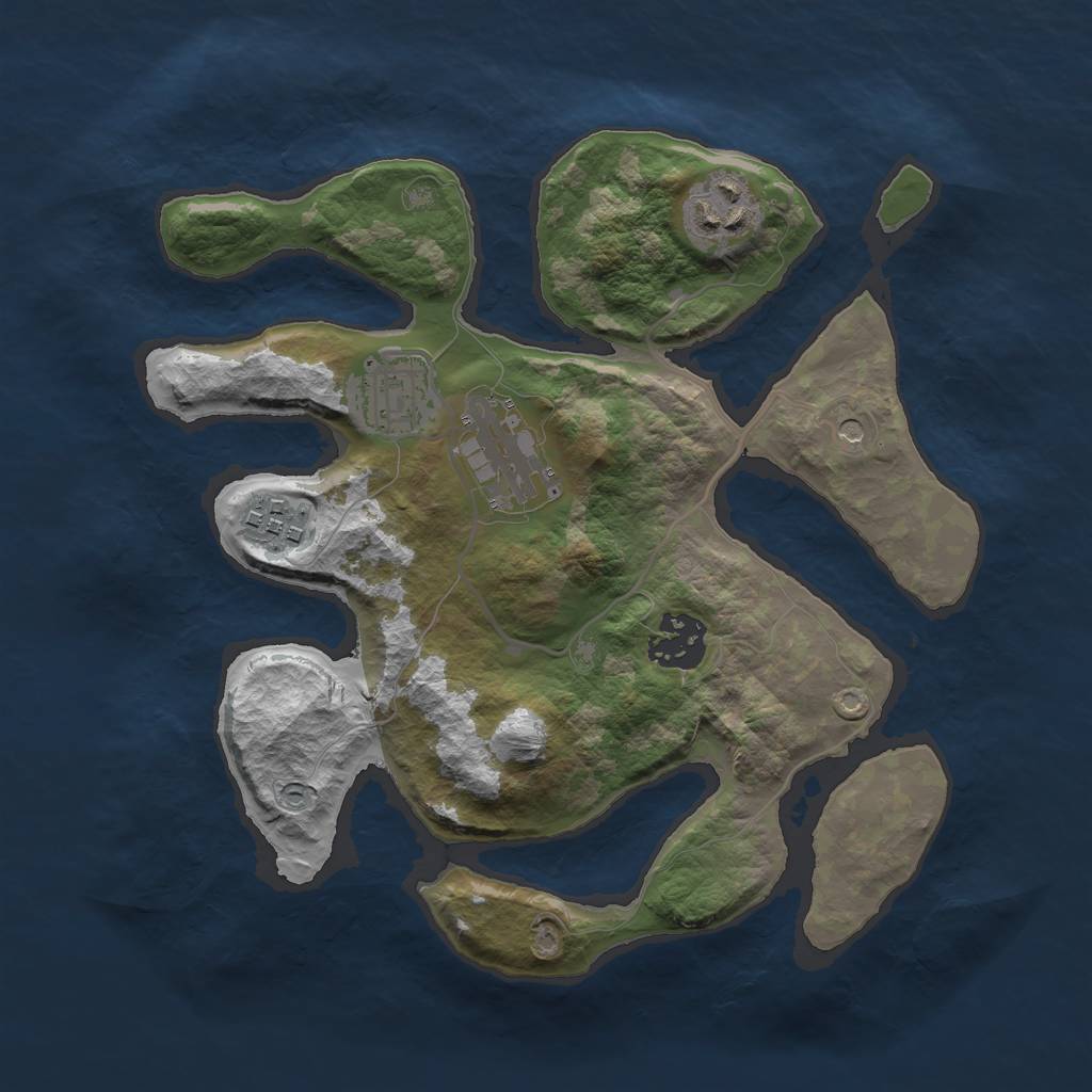 Rust Map: Barren, Size: 2800, Seed: 3091, 8 Monuments