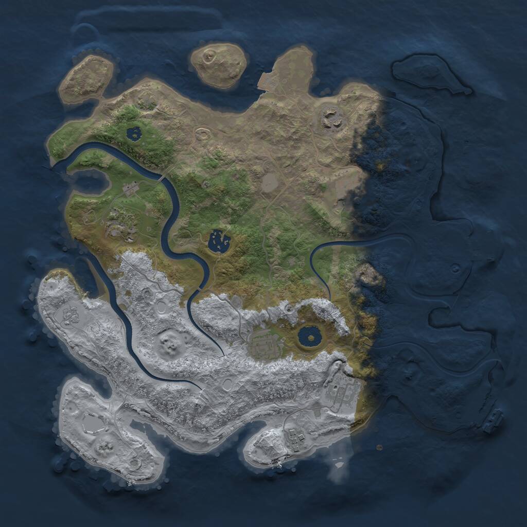 Rust Map: Procedural Map, Size: 3500, Seed: 672047018, 12 Monuments