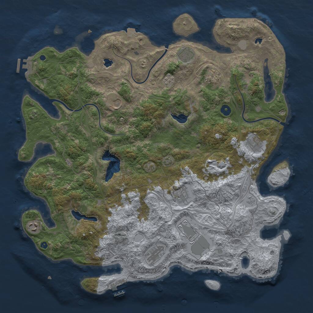 Rust Map: Procedural Map, Size: 4500, Seed: 933457745, 15 Monuments