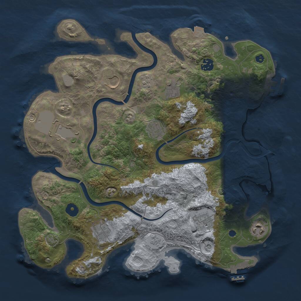 Rust Map: Procedural Map, Size: 3550, Seed: 974399, 15 Monuments