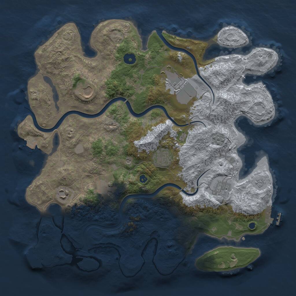 Rust Map: Procedural Map, Size: 3750, Seed: 1562291049, 13 Monuments