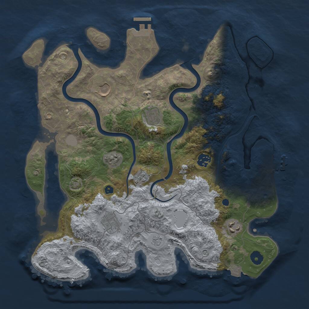Rust Map: Procedural Map, Size: 3550, Seed: 851484, 12 Monuments