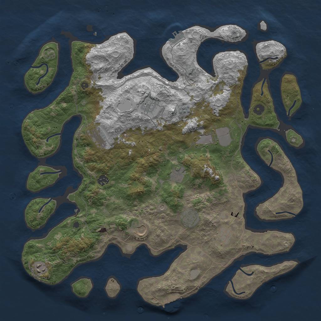 Rust Map: Procedural Map, Size: 4500, Seed: 555997555, 18 Monuments