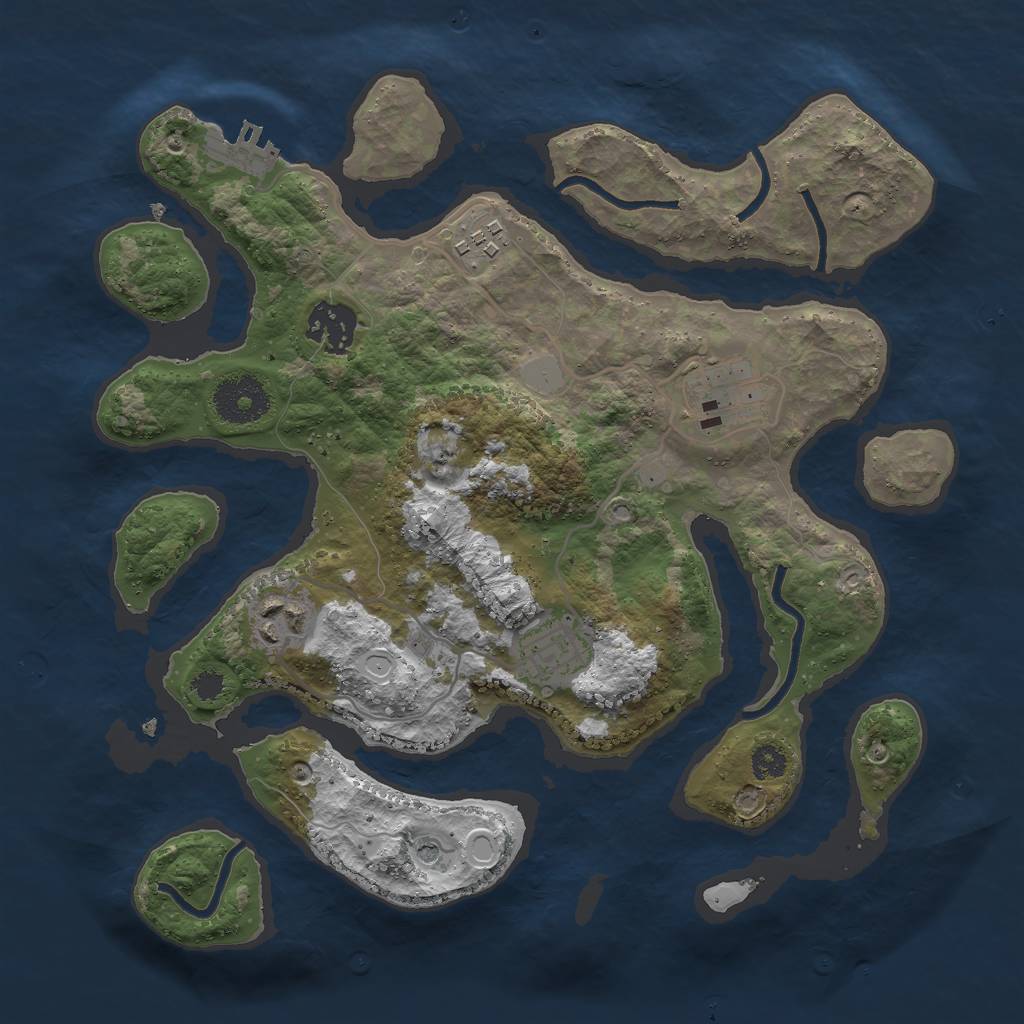 Rust Map: Procedural Map, Size: 3000, Seed: 94430160, 12 Monuments