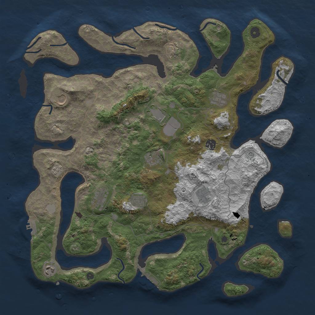 Rust Map: Procedural Map, Size: 4500, Seed: 2036577797, 19 Monuments