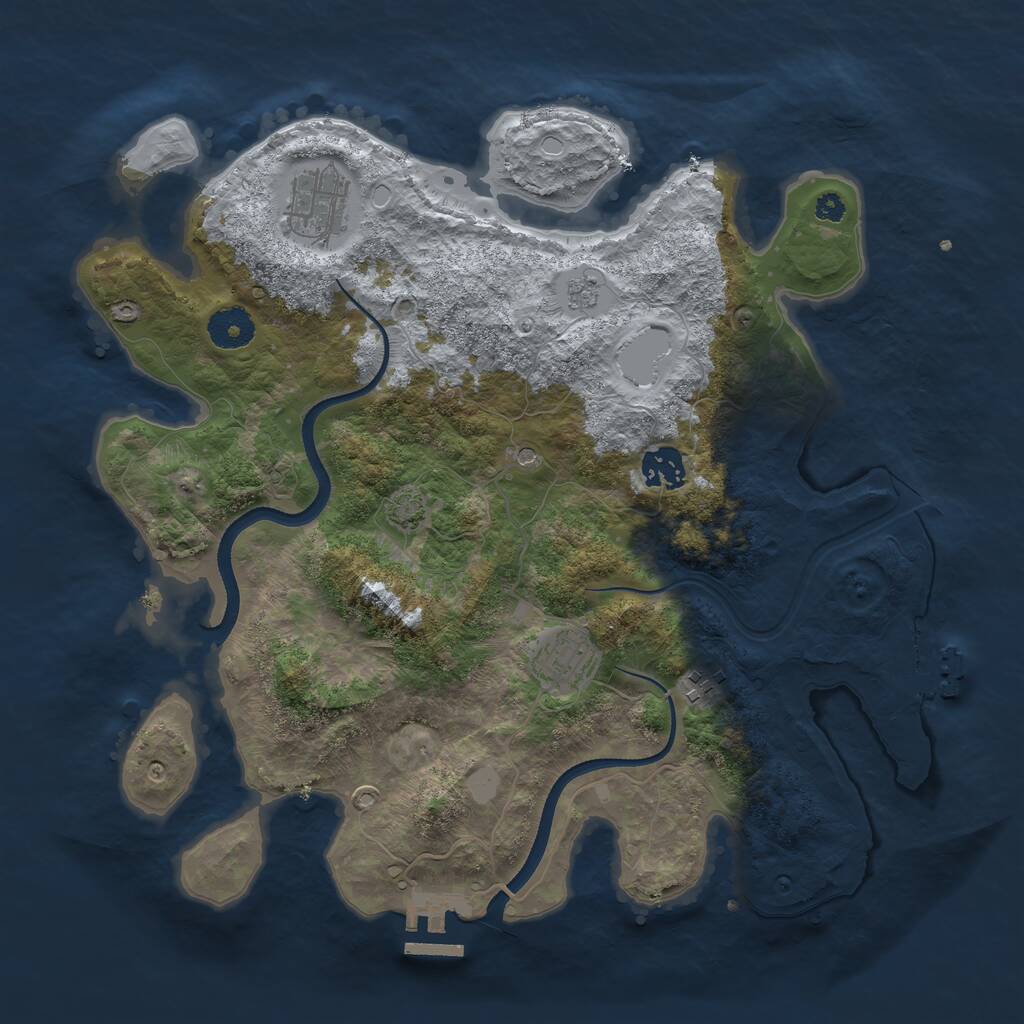 Rust Map: Procedural Map, Size: 3500, Seed: 410, 10 Monuments