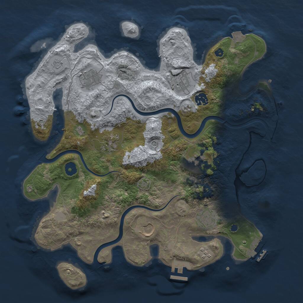 Rust Map: Procedural Map, Size: 3550, Seed: 237412, 14 Monuments