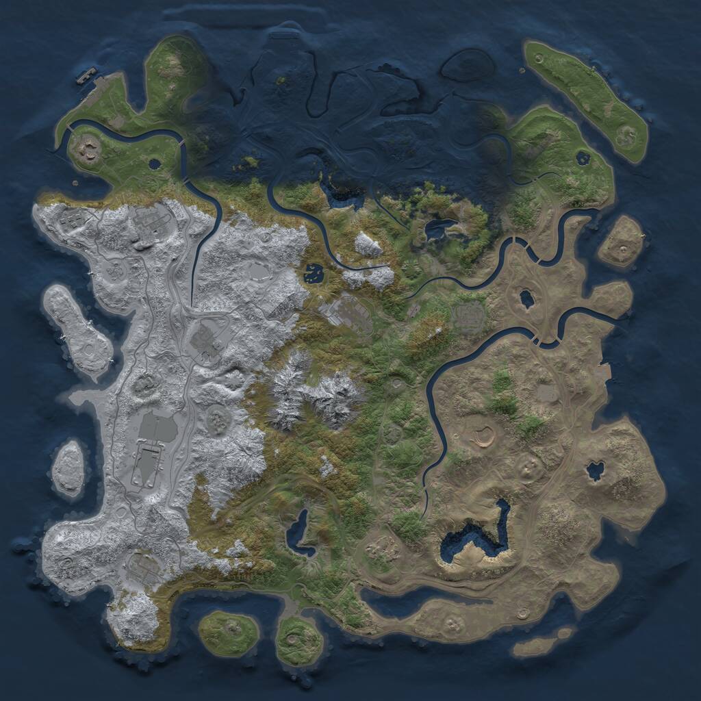Rust Map: Procedural Map, Size: 5000, Seed: 851793, 17 Monuments