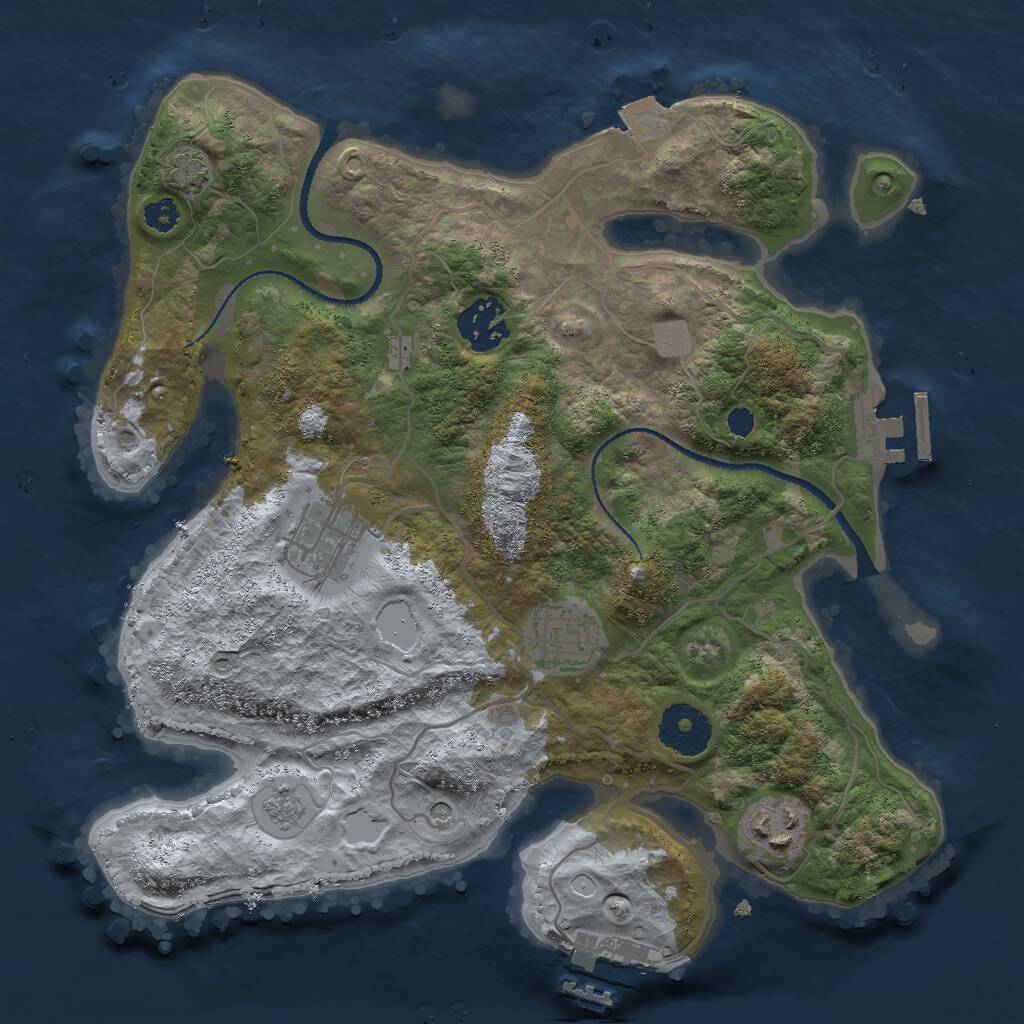 Rust Map: Procedural Map, Size: 3000, Seed: 449166439, 10 Monuments